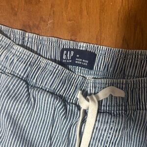 GAP Blue and White Striped High-Rise Pants